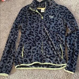 PINK Victoria's Secret Leopard Print Hoodie - Black and Yellow